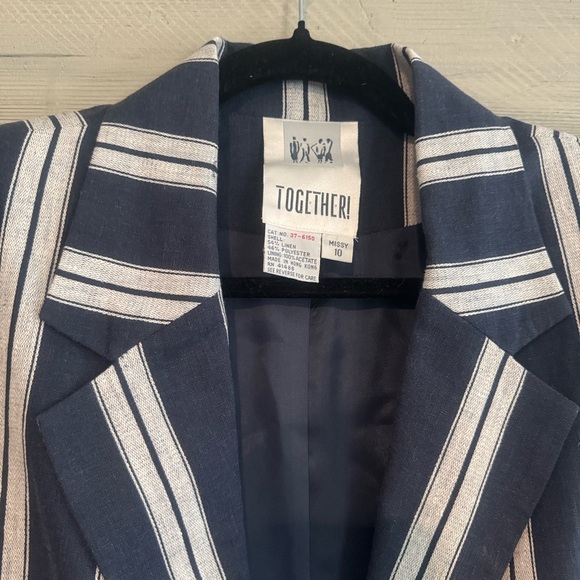 Together Navy and Cream Striped Blazer - Picture 2 of 9